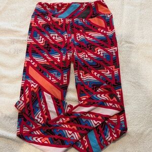 Lularoe NWOT Girls' Red Multi-Color Printed Leggings - Kids Bottoms